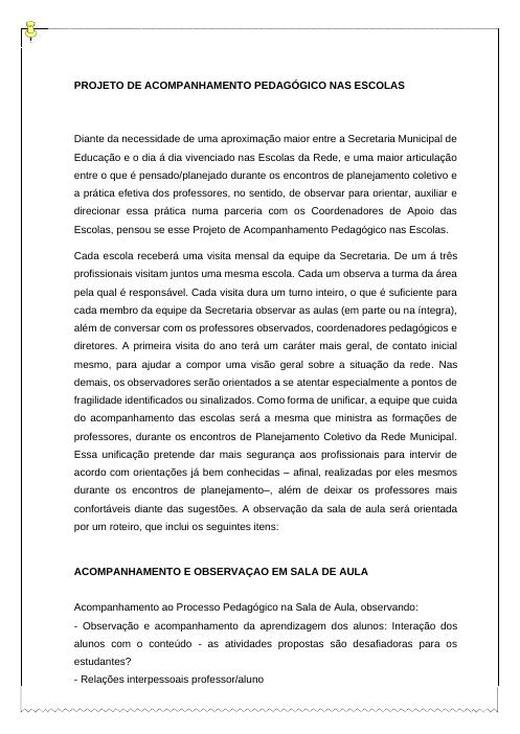 Capa do material nº 051: Projeto Acompanhamento Pedagógico nas Escolas