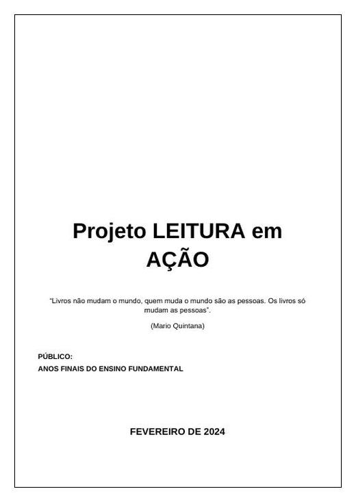 Capa do material nº 054: Projeto de Leitura Anual