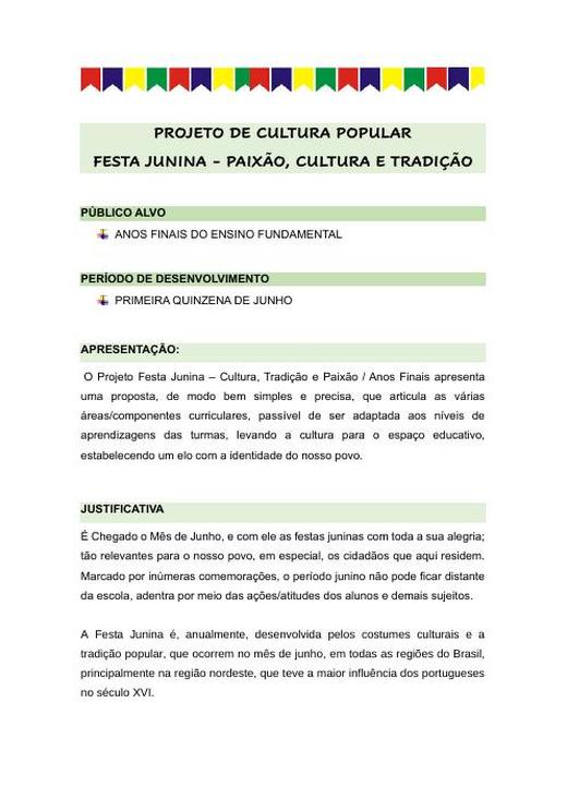 Capa do material nº 055: Fund. II – Projeto Junino