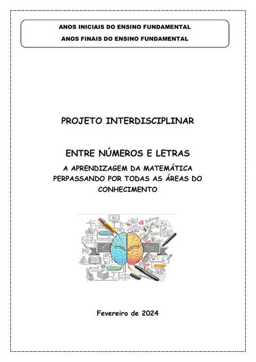 Capa: Fund. I e II – Projeto Interdisciplinar Entre Números e Letras