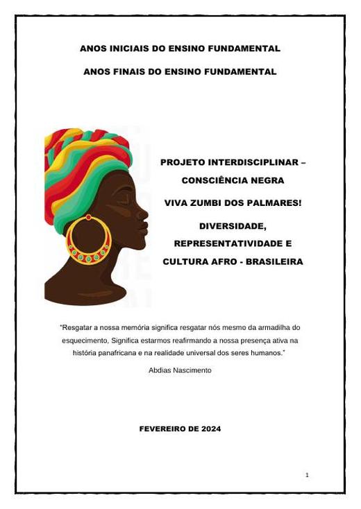 Capa do material nº 059: Projeto Interdisciplinar Consciência Negra