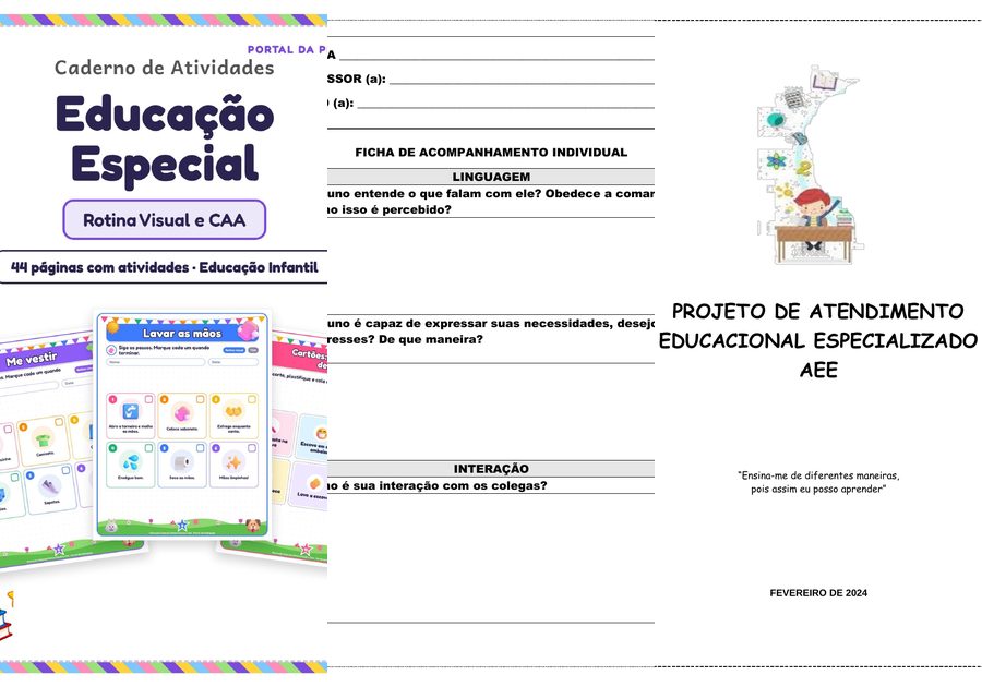 Capas de materiais do Kit Inclusão e AEE